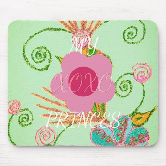 Mijn XOXO Little Princess Floral Art Print Design Muismat (Voorkant)