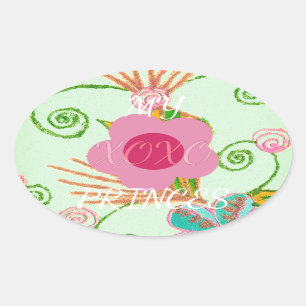 Mijn XOXO Little Princess Floral Art Print Design Ovale Sticker