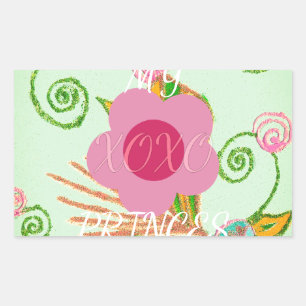 Mijn XOXO Little Princess Floral Art Print Design Rechthoekige Sticker