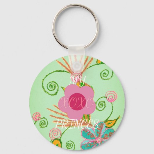 Mijn XOXO Little Princess Floral Art Print Design Sleutelhanger (Voorkant)