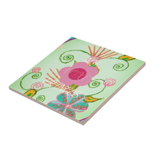 Mijn XOXO Little Princess Floral Art Print Design Tegeltje (Zijkant)