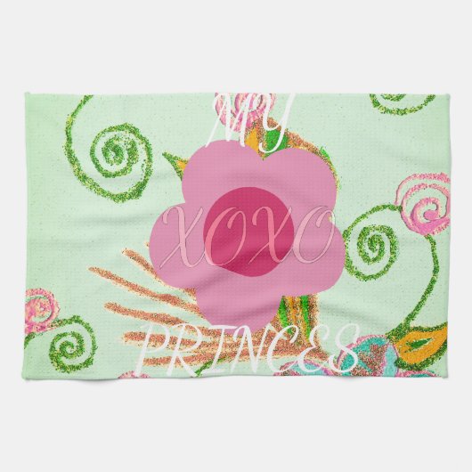 Mijn XOXO Little Princess Floral Art Print Design Theedoek (Horizontaal)