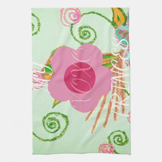 Mijn XOXO Little Princess Floral Art Print Design Theedoek (Verticaal)