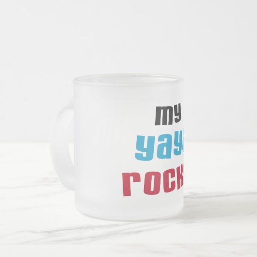 Mijn Yaya Rocks T shirten en geschenken Matglas Koffiemok (Voorkant links)