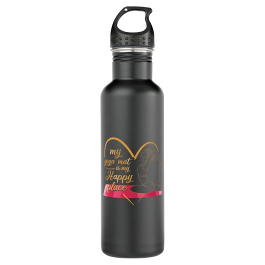 Mijn Yoga Mat is mijn gelukkige plek Waterfles (Voorkant)
