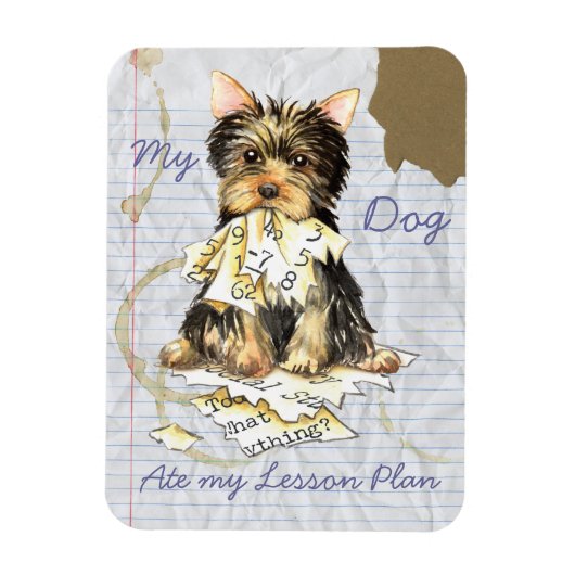 Mijn Yorkie Ate mijn Lesson Plan Magneet (Verticaal)