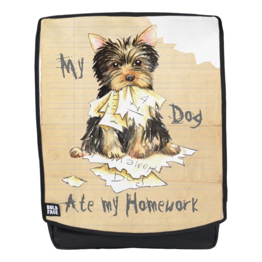 Mijn Yorkie Ate mijn thuiswerk Rugtassen (Voorkant)