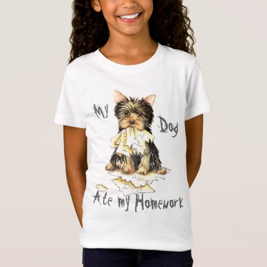 Mijn Yorkie Ate mijn thuiswerk T-shirt (Voorkant)