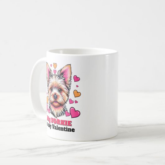 Mijn Yorkie is mijn Valentijn Schattige Funny Koffiemok (Voorkant links)