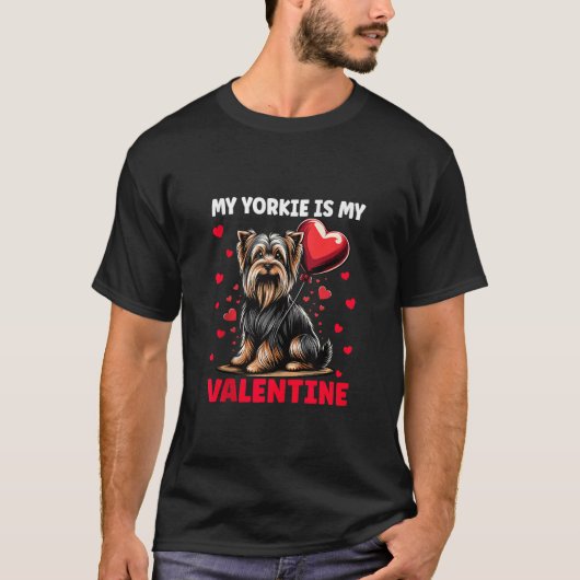Mijn Yorkie is mijn Valentijn Yorkshire Terrier Va T-shirt (Voorkant)
