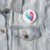 Mijn  Zeemeermin en Dolphin Ronde Button 5,7 Cm (In situ)