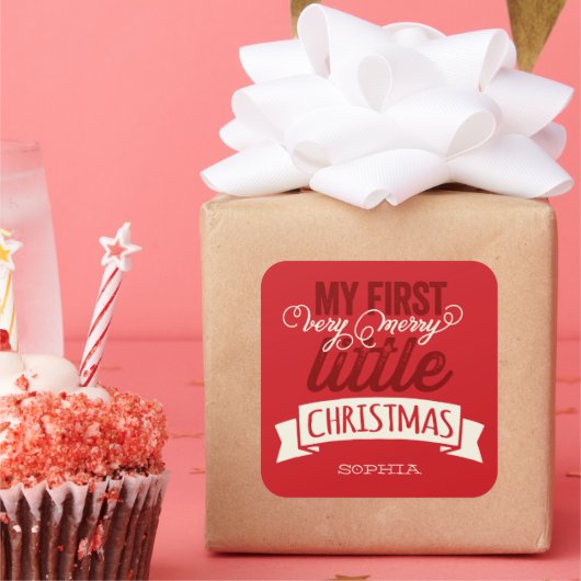 Mijn zeer prettige kerstkerst Baby 1 kerst Vierkante Sticker (Feest)