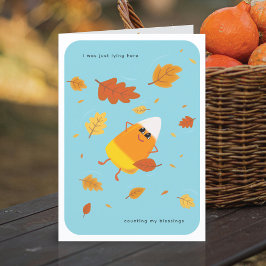 Mijn Zegeningen Tellen | Hemelblauwe Candy Corn He Feestdagen Kaart