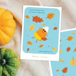 Mijn zegeningen tellen | Sky Blue Candy Corn Herfs Feestdagenkaart
