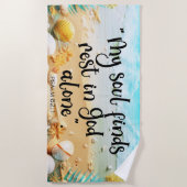 Mijn ziel vindt rust in Christelijk Bijbelvers aan Strandlaken (Voorkant)