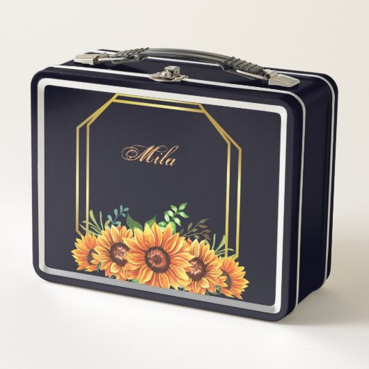 Mijn zoete box bloemen, zwarte lunchbox (Voorkant)