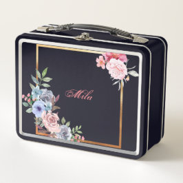 Mijn zoete box bloemen, zwarte lunchbox