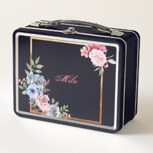 Mijn zoete box bloemen, zwarte lunchbox