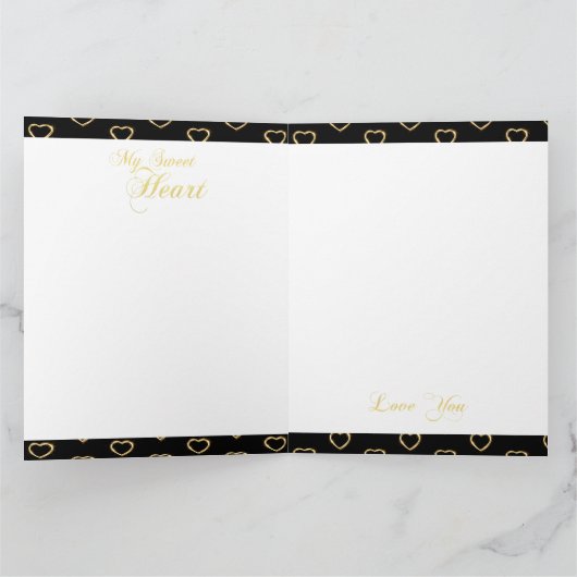 Mijn zoete Heart Black Gold gevouwen Hartelijk dan Bedankkaart (Binnen)