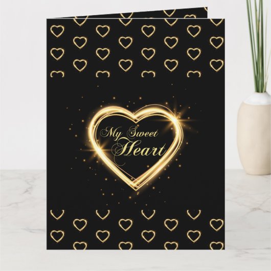 Mijn zoete Heart Black Gold gevouwen Hartelijk dan Bedankkaart (Voorkant)