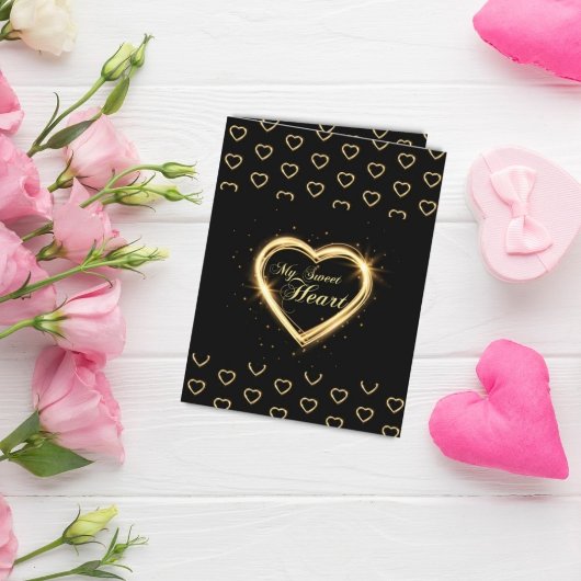 Mijn zoete Heart Black Gold gevouwen Hartelijk dan Bedankkaart