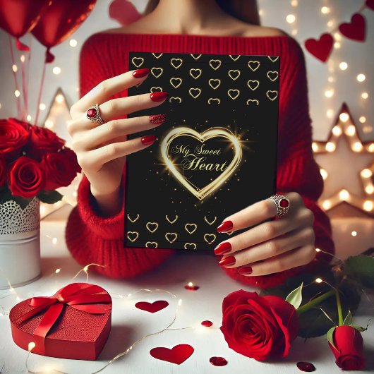 Mijn zoete Heart Black Gold gevouwen Hartelijk dan Bedankkaart