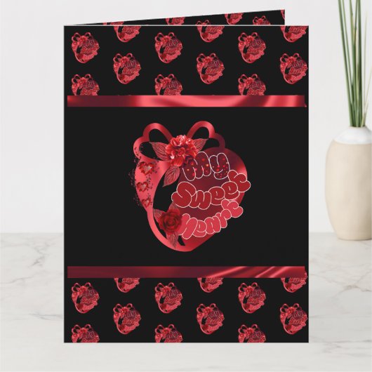 Mijn zoete Heart Red Shiny Folders Hartelijk dank Bedankkaart (Voorkant)