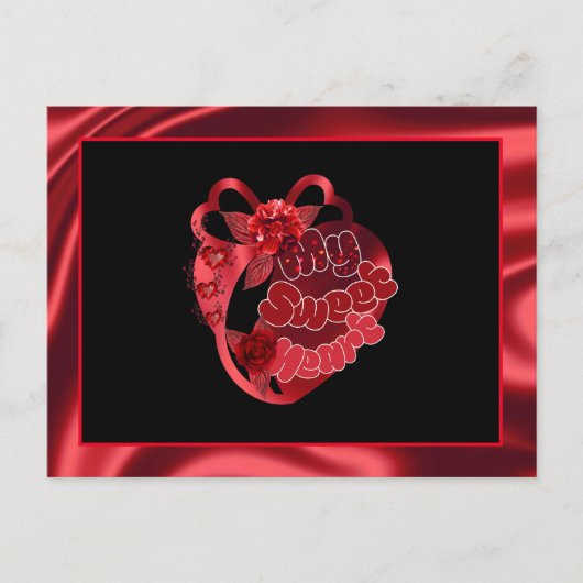 Mijn zoete Heart Red Shiny Valentijn Briefkaart (Voorkant)