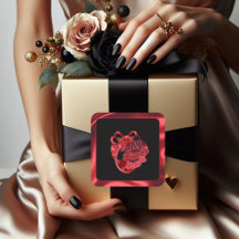 Mijn zoete Heart Red Shiny Valentijn Square Sticke