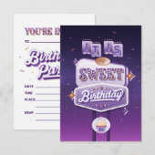 Mijn zoete zestien uitnodiging van de Birthday Par (Voorkant / Achterkant)