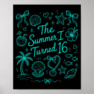 Mijn zomer wordt 16 tropisch strand verjaardag poster