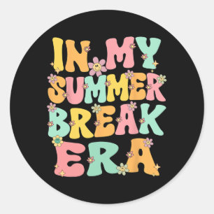Mijn zomervakantie tijdperk retro groovy zomervaka ronde sticker