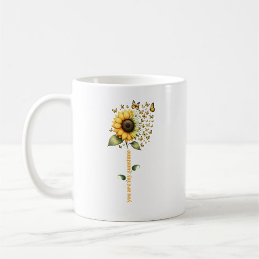 Mijn Zonneschijn Vlinders Zonnebloem gepersonalise Koffiemok (Links)