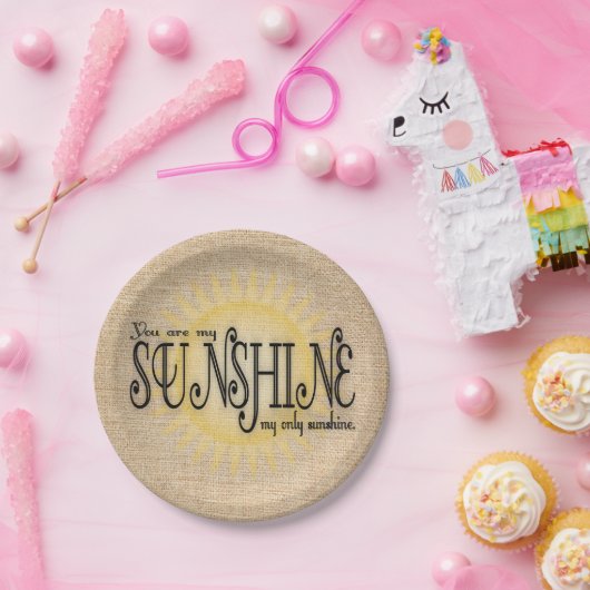 Mijn zonnige aan Burlap Papieren Bordje (Feest)