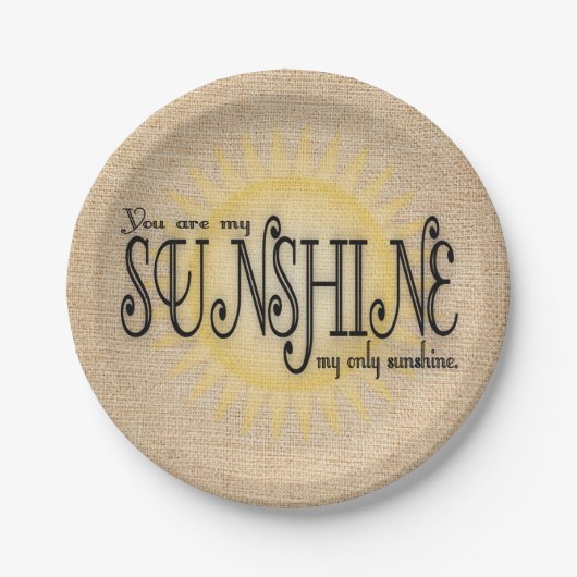 Mijn zonnige aan Burlap Papieren Bordje (Voorkant)