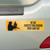 Mijn zoon beschermt je vrijheid (legervader) bumpersticker (Op auto)