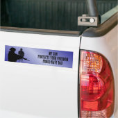 Mijn zoon beschermt je vrijheid (marinevader) bumpersticker (Op Truck)