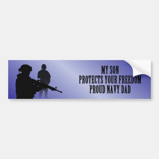 Mijn zoon beschermt je vrijheid (marinevader) bumpersticker (Voorkant)