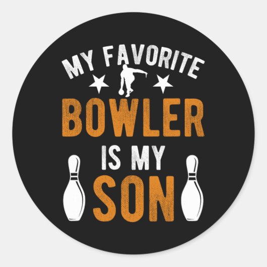 Mijn zoon Bowling vader van een Bowler vader Bowli Ronde Sticker (Voorkant)