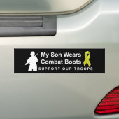 Mijn zoon draagt gevechtslaarzen bumpersticker (Op auto)