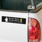 Mijn zoon draagt gevechtslaarzen bumpersticker (Op Truck)