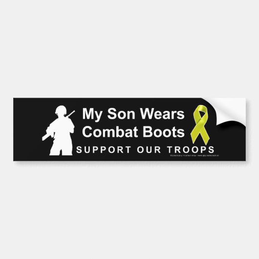 Mijn zoon draagt gevechtslaarzen bumpersticker (Voorkant)