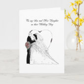 Mijn zoon en nieuwe dochter Wedding Black and Whit Kaart (Gele Bloem)