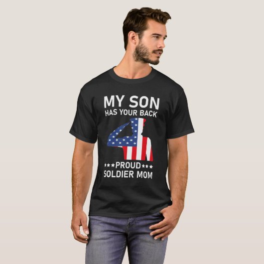 Mijn zoon heeft je rug trots leger mam - USA Ameri T-shirt (Voorkant volledig)