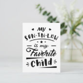 Mijn zoon in de wet is mijn favoriete kind briefkaart (Staand voorkant)