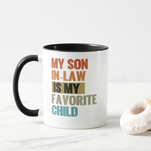 Mijn zoon in de wet is mijn favoriete kind grappig mok (Met donut)