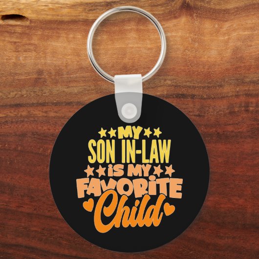 Mijn zoon in de wet is mijn favoriete kind grappig sleutelhanger (Voorkant)