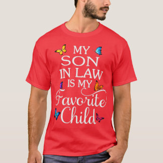 Mijn zoon in de wet is mijn favoriete kind vlinder t-shirt