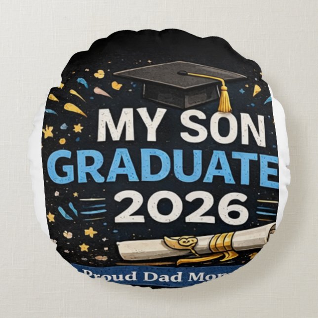 Mijn zoon is afgestudeerd 2026 rond kussen (Voorkant)