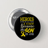 Mijn zoon is een held uit de kindertijd kankerbewu ronde button 5,7 cm (Voorkant /achterkant)